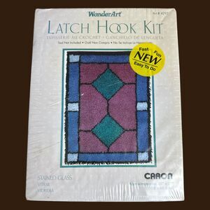 WonderArt Latch Hook Kit Stained Glass 20"x27" by Caron – New Sealed